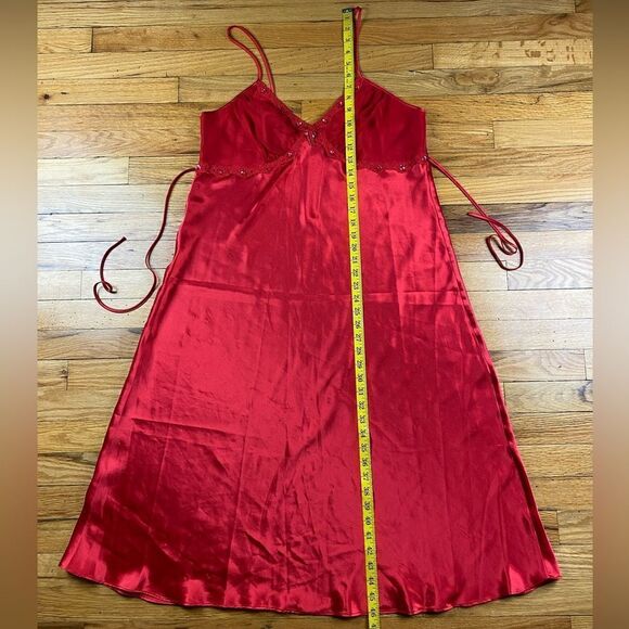 Vintage Delicates Red Maxi Slip With Sequin Trimming Size Large - Picture 4 of 7